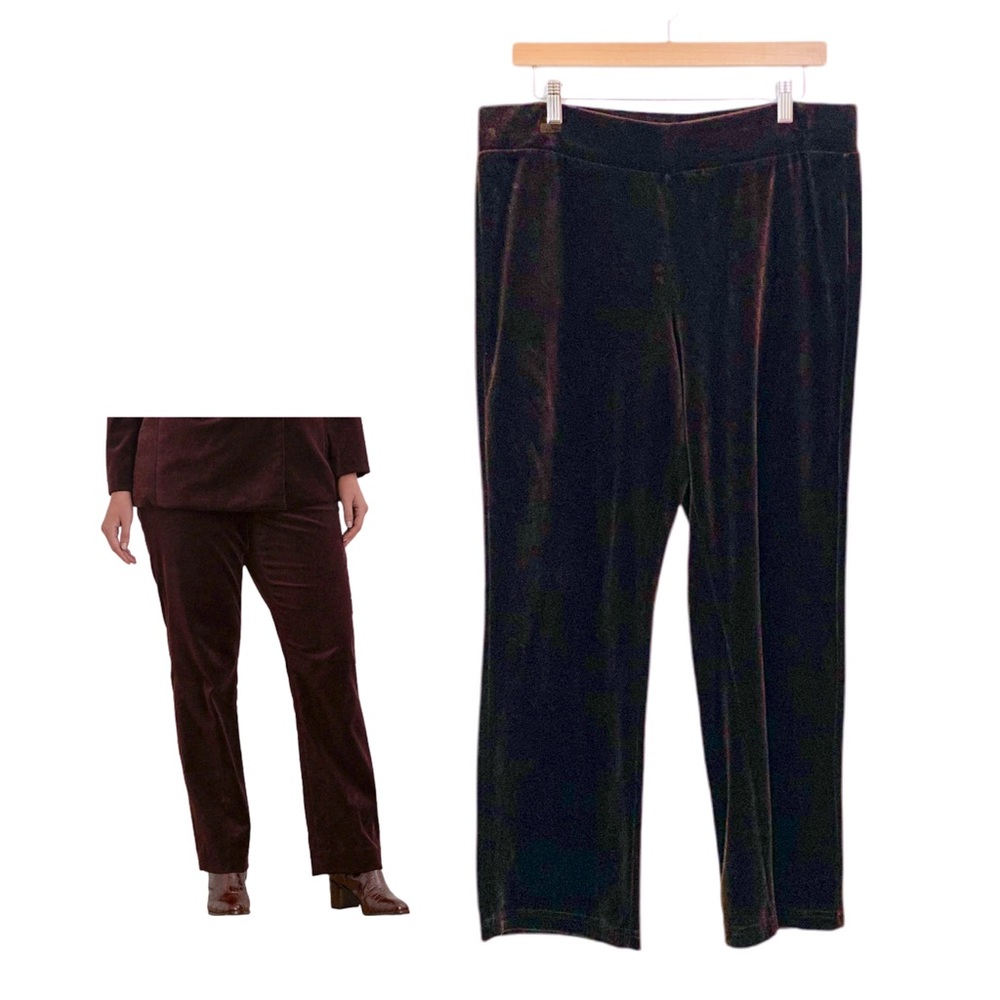 Ralph Lauren Brown Velvet Pull On Pants Size Large Petite Casual Luxury